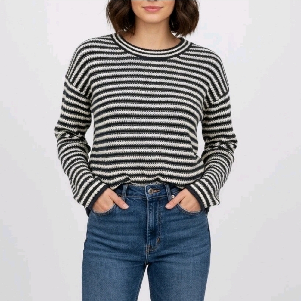 Madewell Striped Loose Knit Sweater Navy Cream Long Sleeve Nautical Preppy XS